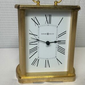 Howard Miller Gold Tone Carriage Clock Roman Numeral Model 645 440